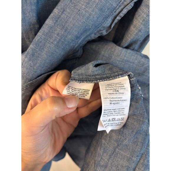 J. Crew Faux Wrap Chambray dress Blue Denim Ruffled Blue Womens size 8 - Picture 5 of 6